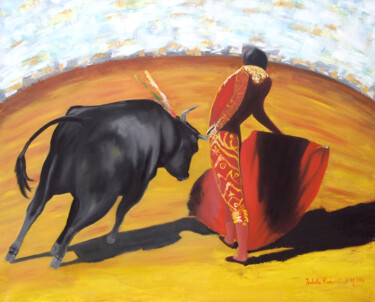 Peinture à l'huile sur toile de Corrida Peinture intitulée "Peinture à l'huile…" par Isabelle Redonnet, Œuvre d'art originale, Huile Monté sur Châssis en bois