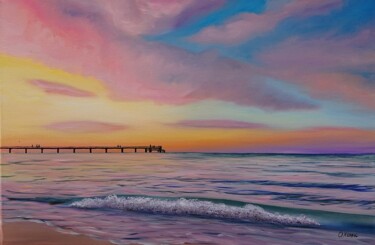 Painting titled "Ostsee Sonnenunterg…" by Olga Hanns (O. Hanns), Original Artwork, Oil
