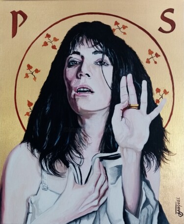 「PATTI SMITH」というタイトルの絵画 Off Olivier Fasquelによって, オリジナルのアートワーク, アクリル