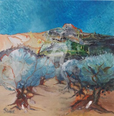 Painting titled "En route vers Rouss…" by Anne Paris, Original Artwork, Oil Mounted on Wood Stretcher frame