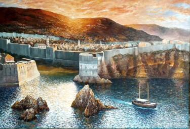 Dubrovnik amanecer Peinture intitulée "Dubrovnik amanecer" par Stjepan Lezaic (Pepi), Œuvre d'art originale, Huile