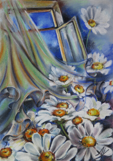 Painting titled "Open window" by Lyudmila Chupina, Original Artwork, Pastel