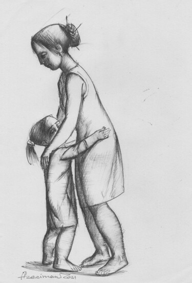 Dibujo titulada "Sisters" por Azeriman, Obra de arte original, Bolígrafo