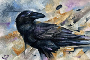 Картина под названием "Raven" - Serhii Voichenko, Подлинное произведение искусства, Масло