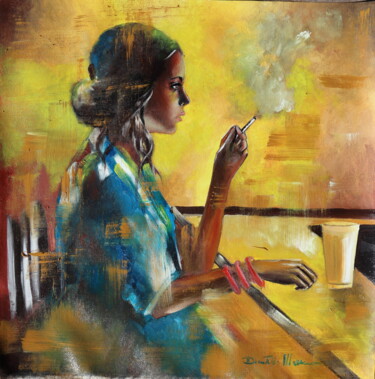 Pintura intitulada "Cigarettes & .... b…" por Donatella Marraoni, Obras de arte originais, Óleo