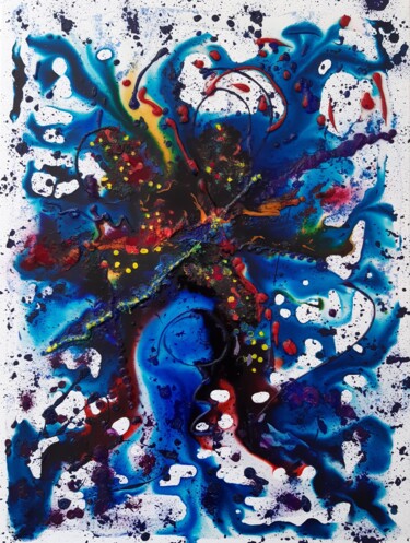 Painting titled "Plongée" by Nadège Dubreuil, Original Artwork, Ink