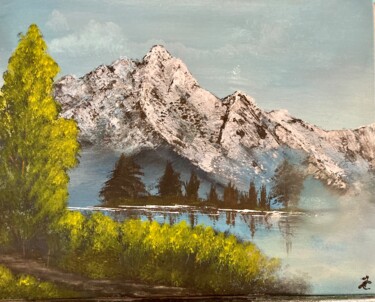 Peinture intitulée "Montagne en été" par Isabelle Capron, Œuvre d'art originale, Acrylique Monté sur Châssis en bois