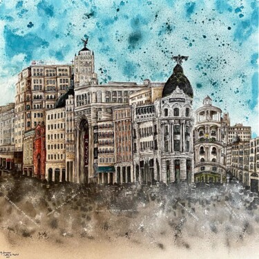 Ζωγραφική με τίτλο ""CALLES DE MADRID"" από M.Domarco, Αυθεντικά έργα τέχνης, Ακρυλικό