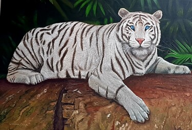 绘画 标题为“Tigre Branco” 由Giovana Cesca, 原创艺术品, 油