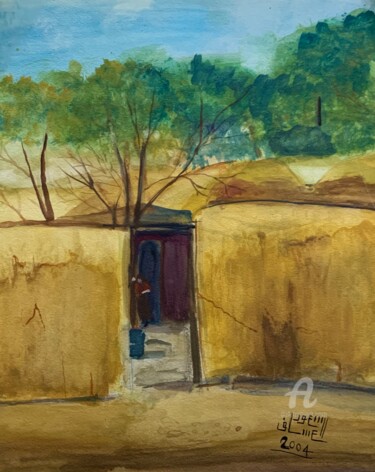Disegno intitolato "Waiting" da Saud Ali Alassaf, Opera d'arte originale, Acquarello