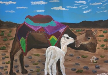 Disegno intitolato "Desert sentences" da Saud Ali Alassaf, Opera d'arte originale, Acrilico