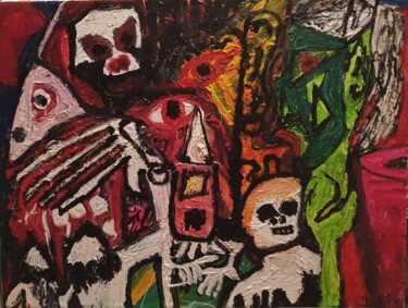 Painting titled "Sálvese quién pueda" by Dalca, Original Artwork, Acrylic Mounted on Wood Stretcher frame