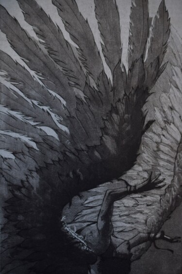 Printmaking titled "Angelo caduto" by Viktoriia Sakharova, Original Artwork, Engraving