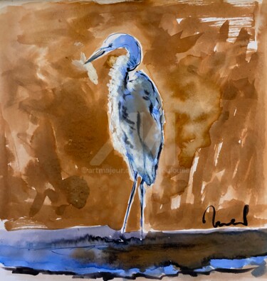 绘画 标题为“Aigrette du marais” 由Mc Toulouse, 原创艺术品, 墨