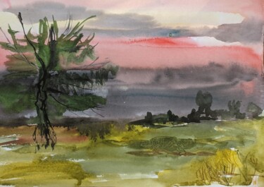 Malerei mit dem Titel "evening" von Irina Kindritska, Original-Kunstwerk, Aquarell