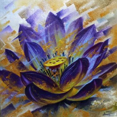 Картина под названием "Black Lotus" - Serhii Voichenko, Подлинное произведение искусства, Масло