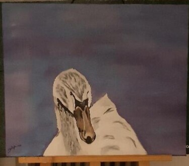 Peinture intitulée "Le cygnes blanc dan…" par Delphine Grezes, Œuvre d'art originale, Acrylique Monté sur Châssis en bois