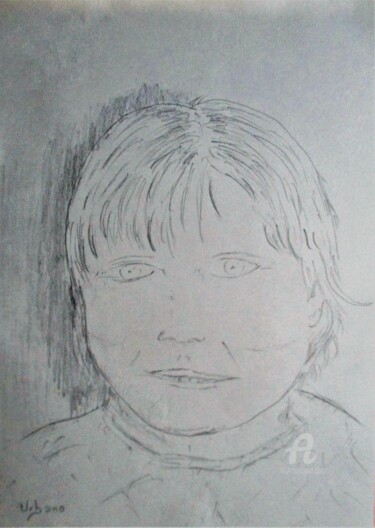 Drawing titled "Louis à 1 an" by Roberto Urbano, Original Artwork, Pencil