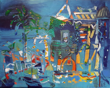 Le rendez-vous de Positano Malerei mit dem Titel "Le rendez-vous de P…" von Muriel Cayet, Original-Kunstwerk, Acryl Auf Keilrahmen aus Holz montiert