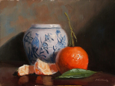 Peinture intitulée "Clémentine et vase" par Pascal Giroud, Œuvre d'art originale, Huile