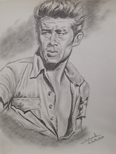 Dessin de James Dean réalisé aux crayons 图画 标题为“Dessin de James Dea…” 由Gilles Staub (LeCrayonAgile), 原创艺术品, 铅笔