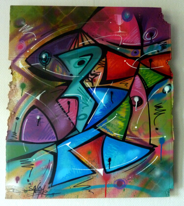 Peinture intitulée "Fish 14" par Saname, Œuvre d'art originale, Bombe aérosol