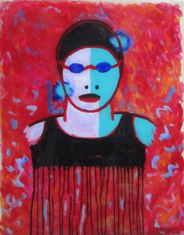 Peinture intitulée "NADADOR NEGRO" par Francisco Serrano Gutierrez, Œuvre d'art originale, Acrylique
