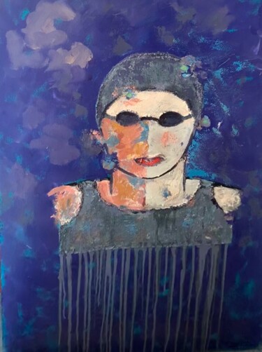 Peinture intitulée "NADADOR EN AZUL" par Francisco Serrano Gutierrez, Œuvre d'art originale, Huile Monté sur Panneau de bois
