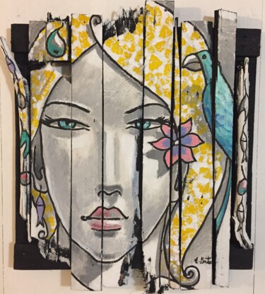 Peinture intitulée "belle blond" par Esteves Brito, Œuvre d'art originale, Acrylique