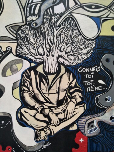 Painting titled "CONNAIS-TOI TOI MEM…" by Hippo, Original Artwork, Collages