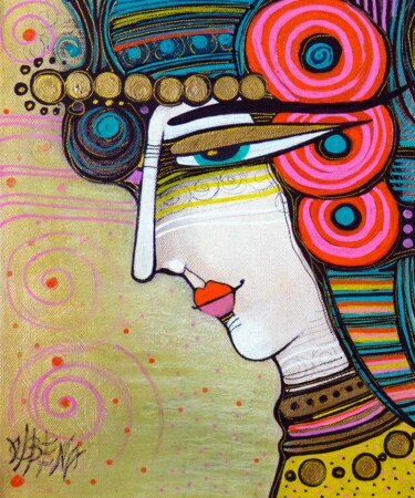 Peinture intitulée "Rêverie 30x25" par Albena Vatcheva, Œuvre d'art originale, Huile Monté sur Châssis en bois