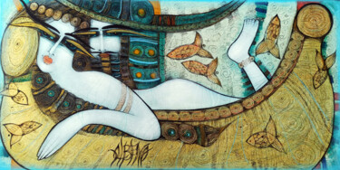Peinture intitulée "La mer - et toi 80x…" par Albena Vatcheva, Œuvre d'art originale, Huile Monté sur Châssis en bois