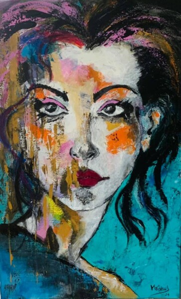 Pintura intitulada "Coleção Mulheres 9" por Maria Godinho, Obras de arte originais, Acrílico