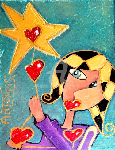 Peinture intitulée "L’ÉTOILE 3" par Anne Marie Torrisi, Œuvre d'art originale, Acrylique Monté sur Châssis en bois