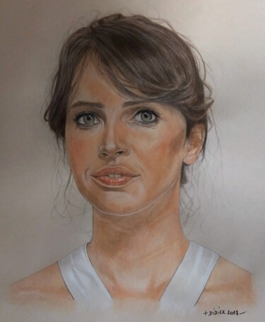 绘画 标题为“Felicity Jones” 由Didier Plouviez, 原创艺术品, 水彩