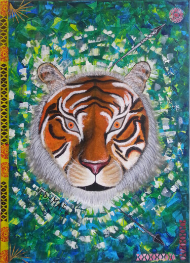 Marcus Royel Le Tigre Peinture intitulée "Marcus Royel Le Tig…" par Veshmae, Œuvre d'art originale, Acrylique