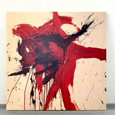 Painting titled "Red expression 4" by Rosi Roys, Original Artwork, Acrylic