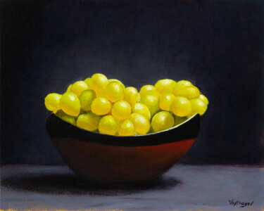 Green grape original oil painting still life Peinture intitulée "Green grape origina…" par Nikita Van Chagov, Œuvre d'art originale, Huile