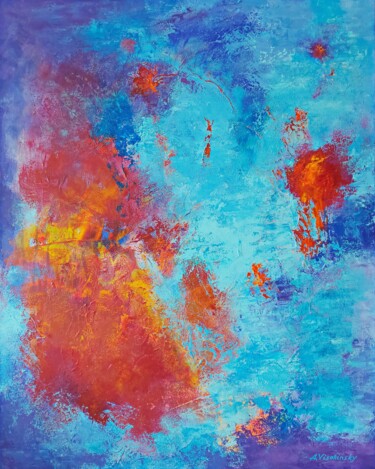 Lava and Ocean-2 (100 x 80 cm) Painting titled "Lava and Ocean-2 (1…" by Andrey Visokinsky, Original Artwork, Acrylic Mounted on Wood Stretcher frame