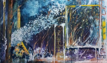 Peinture intitulée "Une nuit à Paris" par Hela Ellouze, Œuvre d'art originale, Acrylique