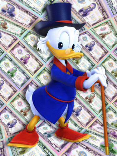 绘画 标题为“Scrooge McDuck Mone…” 由Tony Rubino, 原创艺术品, 丙烯 安装在木质担架架上