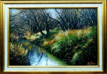 Peinture intitulée "Paisible rivière" par Marcel Boos, Œuvre d'art originale