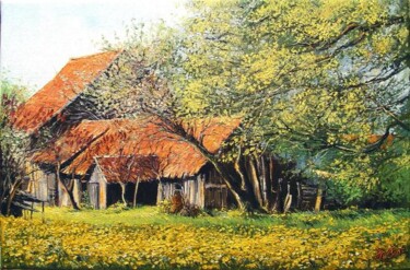 Peinture intitulée "Grange Alsacienne" par Marcel Boos, Œuvre d'art originale
