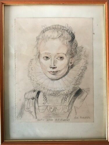 Malerei mit dem Titel "WIFE OF RUBENS" von Karl Knaup, Original-Kunstwerk, Kohle