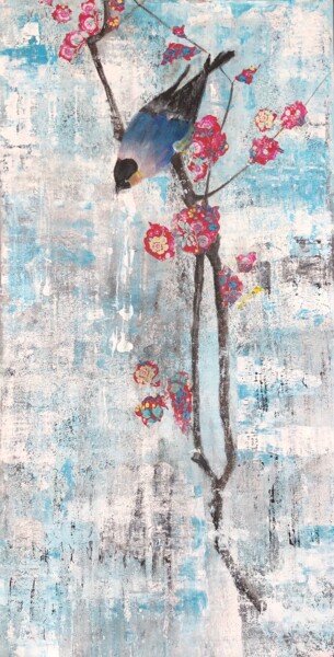 Comme un oiseau sur sa branche, like a bird on a tree 绘画 标题为“Comme un oiseau sur…” 由Marie Laure Hamard, 原创艺术品, 丙烯
