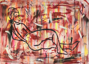 Peinture intitulée "POP MODIGLIANI" par Helen She, Œuvre d'art originale, Acrylique Monté sur Châssis en bois