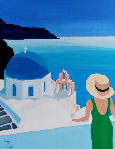 Peinture intitulée "Santorin" par Henri Sacchi, Œuvre d'art originale, Acrylique