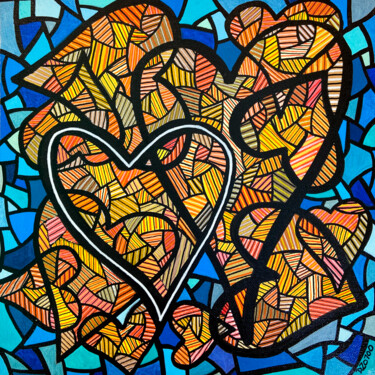 Painting titled "L'intelligence du c…" by Denis Vincent, Original Artwork, Acrylic Mounted on Wood Stretcher frame