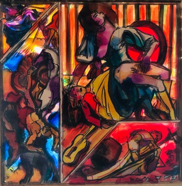 绘画 标题为“The Fall of Phaeton…” 由Andrey Tsers, 原创艺术品, 丙烯