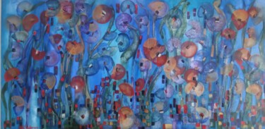 Painting titled "Fleurs d'eau douce" by Myriam Carbonnier, Original Artwork, Oil